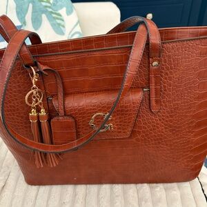 C. Wonder Brown Croc-Embossed Tote